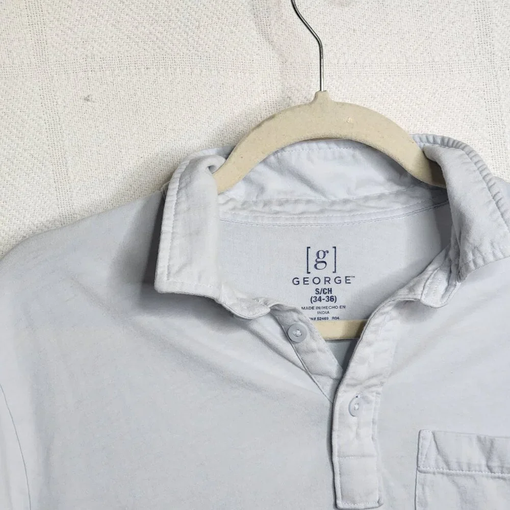 George Brand Purple Cotton Short Sleeve Pocket Front Polo Shirt Size S 34-36 - Picture 7 of 16